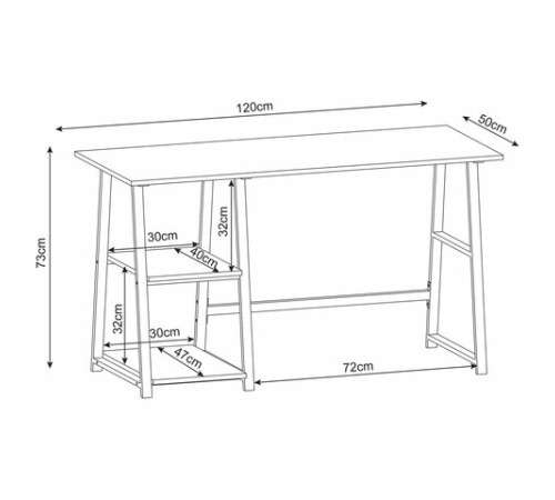 Стол на металлокаркасе BRABIX "LOFT CD-006", 1200х500х730 мм, 2 полки, цвет дуб антик, 641225 Стол на металлокаркасе BRABIX "LOFT CD-006", 1200х500х730 мм, 2 полки, цвет дуб антик, 641225