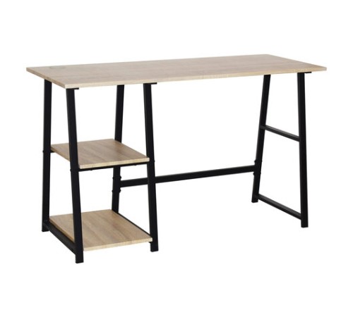 Стол на металлокаркасе BRABIX "LOFT CD-006", 1200х500х730 мм, 2 полки, цвет дуб натуральный, 641226