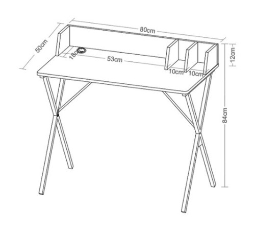 Стол на металлокаркасе BRABIX "LOFT CD-007", 800х500х840 мм, органайзер, комбинированный, 641227