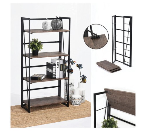 Стеллаж на металлокаркасе "BRABIX LOFT SH-001", 600х300х1250 мм, складной, цвет морёный дуб, 641228 Стеллаж на металлокаркасе "BRABIX LOFT SH-001", 600х300х1250 мм, складной, цвет морёный дуб, 641228