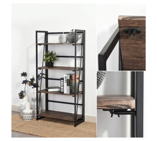 Стеллаж на металлокаркасе "BRABIX LOFT SH-001", 600х300х1250 мм, складной, цвет морёный дуб, 641228 Стеллаж на металлокаркасе "BRABIX LOFT SH-001", 600х300х1250 мм, складной, цвет морёный дуб, 641228