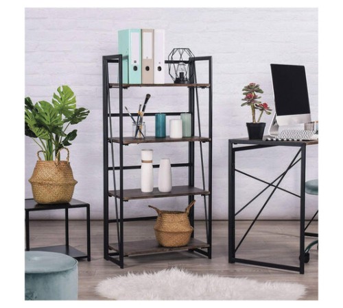 Стеллаж на металлокаркасе "BRABIX LOFT SH-001", 600х300х1250 мм, складной, цвет морёный дуб, 641228 Стеллаж на металлокаркасе "BRABIX LOFT SH-001", 600х300х1250 мм, складной, цвет морёный дуб, 641228