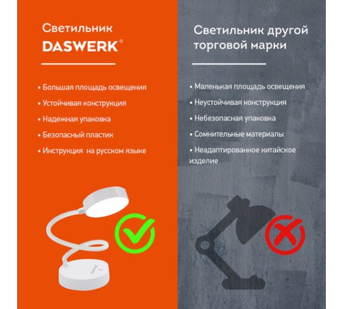 Настольная лампа / светильник портативная, LED, 3 Вт, белый, DASWERK (ДАСВЕРК), 237990 Настольная лампа / светильник портативная, LED, 3 Вт, белый, DASWERK (ДАСВЕРК), 237990