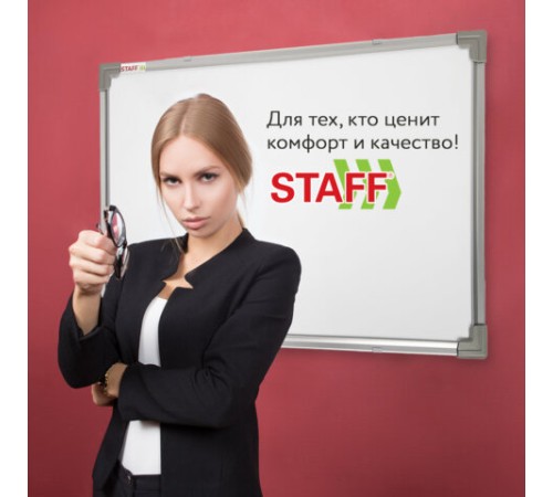 Доска магнитно-маркерная 60х90 см, металлическая рамка, STAFF ECO, 238137