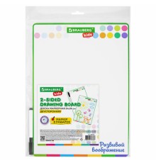 Доска для рисования с маркером двухсторонняя, в клетку/белая, 24х34 см (А4), BRAUBERG KIDS, 238152