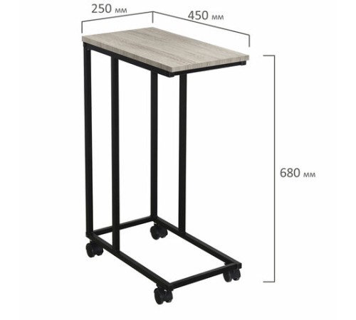 Стол журнальный BRABIX "LOFT CT-001", 450х250х680 мм, на колёсах, металлический каркас, цвет дуб антик, 641860 Стол журнальный BRABIX "LOFT CT-001", 450х250х680 мм, на колёсах, металлический каркас, цвет дуб антик, 641860