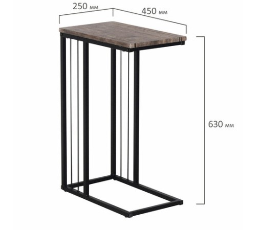 Стол журнальный на металлокаркасе BRABIX "LOFT CT-002", 450х250х630 мм, цвет морёный дуб, 641861 Стол журнальный на металлокаркасе BRABIX "LOFT CT-002", 450х250х630 мм, цвет морёный дуб, 641861