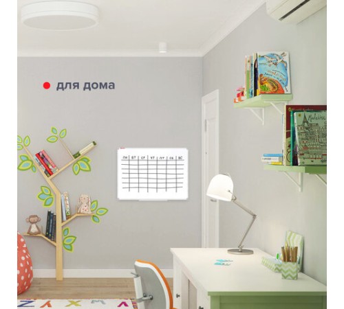 Доска магнитно-маркерная 70х50 см, ПВХ-рамка, ГАРАНТИЯ 10 ЛЕТ, РОССИЯ, BRAUBERG, 238186