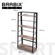 Стеллаж BRABIX "Smart SH-007", 605х295х1193 мм, ЛОФТ, трапеция, складной, металл/ЛДСП дуб, каркас черный, 641872