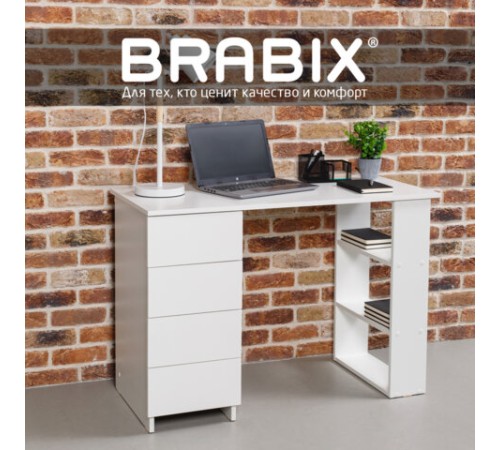 Стол письменный/компьютерный BRABIX "Scandi CD-016", 1100х500х750 мм, 4 ящика, белый, 641891, ЦБ013707-1 Стол письменный/компьютерный BRABIX "Scandi CD-016", 1100х500х750 мм, 4 ящика, белый, 641891, ЦБ013707-1