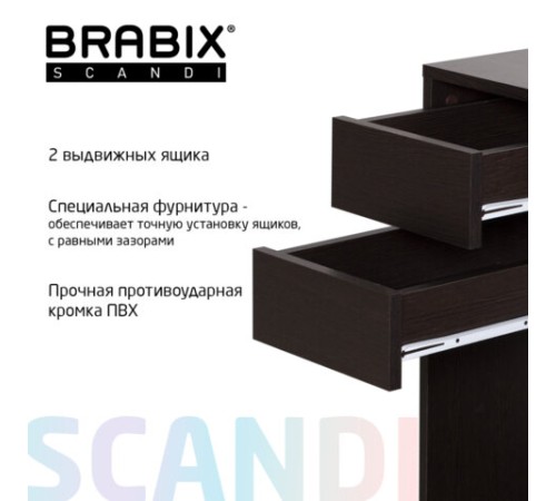 Стол письменный/компьютерный BRABIX "Scandi CD-017", 900х450х750 мм, 2 ящика, венге, 641896, ЦБ013706-3 Стол письменный/компьютерный BRABIX "Scandi CD-017", 900х450х750 мм, 2 ящика, венге, 641896, ЦБ013706-3