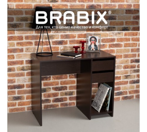 Стол письменный/компьютерный BRABIX "Scandi CD-017", 900х450х750 мм, 2 ящика, венге, 641896, ЦБ013706-3 Стол письменный/компьютерный BRABIX "Scandi CD-017", 900х450х750 мм, 2 ящика, венге, 641896, ЦБ013706-3