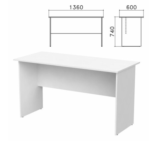 Стол письменный "Бюджет", 1360х600х740 мм, белый, 402661-290