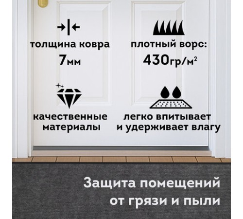 Коврик придверный 90х150 см, СЕРЫЙ, влаго-грязезащитный, 430 г/м2, ребристый, ЛЮБАША СТАНДАРТ, 701039 Коврик придверный 90х150 см, СЕРЫЙ, влаго-грязезащитный, 430 г/м2, ребристый, ЛЮБАША СТАНДАРТ, 701039