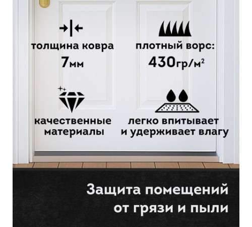 Коврик придверный 120х150 см, ЧЕРНЫЙ, влаго-грязезащитный, 430 г/м2, ребристый, ЛЮБАША СТАНДАРТ, 701040 Коврик придверный 120х150 см, ЧЕРНЫЙ, влаго-грязезащитный, 430 г/м2, ребристый, ЛЮБАША СТАНДАРТ, 701040