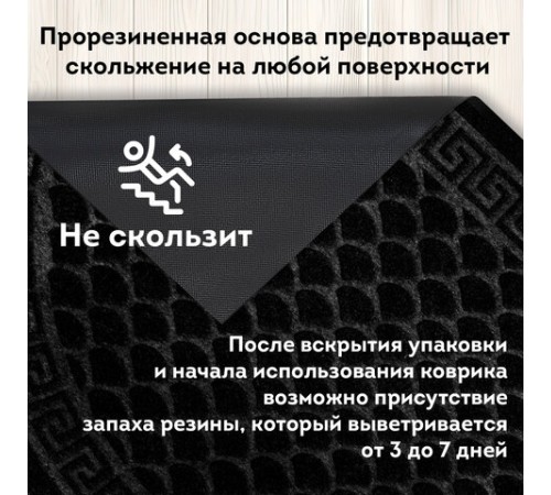 Коврик придверный 60х90 см, ЧЕРНЫЙ, грязезащитный, 430 г/м2, ПОЛУКРУГ, фактурный рисунок ЧЕШУЙКИ, ЛЮБАША, 701051 Коврик придверный 60х90 см, ЧЕРНЫЙ, грязезащитный, 430 г/м2, ПОЛУКРУГ, фактурный рисунок ЧЕШУЙКИ, ЛЮБАША, 701051