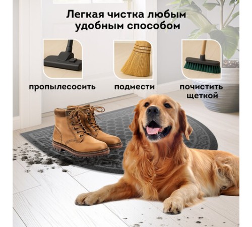 Коврик придверный 60х90 см, СЕРЫЙ, грязезащитный, 430 г/м2, ПОЛУКРУГ, фактурный рисунок ЧЕШУЙКИ, ЛЮБАША, 701052 Коврик придверный 60х90 см, СЕРЫЙ, грязезащитный, 430 г/м2, ПОЛУКРУГ, фактурный рисунок ЧЕШУЙКИ, ЛЮБАША, 701052