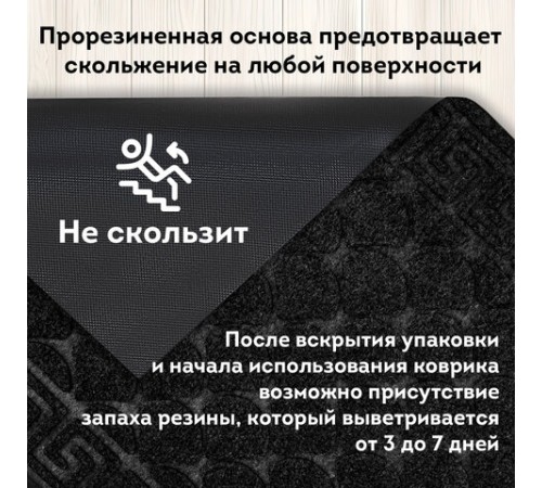 Коврик придверный 40х60 см, ЧЕРНЫЙ, грязезащитный, 430 г/м2, фактурный рисунок ЧЕШУЙКИ, ЛЮБАША, 701057 Коврик придверный 40х60 см, ЧЕРНЫЙ, грязезащитный, 430 г/м2, фактурный рисунок ЧЕШУЙКИ, ЛЮБАША, 701057