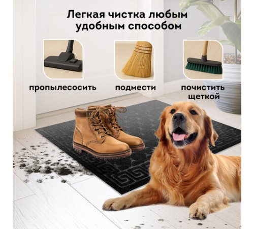 Коврик придверный 40х60 см, ЧЕРНЫЙ, грязезащитный, 430 г/м2, фактурный рисунок ЧЕШУЙКИ, ЛЮБАША, 701057 Коврик придверный 40х60 см, ЧЕРНЫЙ, грязезащитный, 430 г/м2, фактурный рисунок ЧЕШУЙКИ, ЛЮБАША, 701057