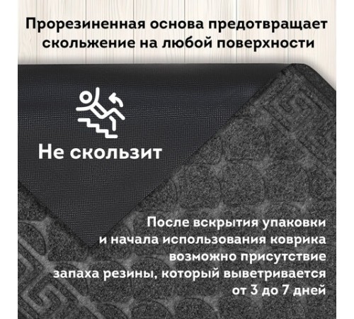 Коврик придверный 40х60 см, СЕРЫЙ, грязезащитный, 430 г/м2, фактурный рисунок ЧЕШУЙКИ, ЛЮБАША, 701058 Коврик придверный 40х60 см, СЕРЫЙ, грязезащитный, 430 г/м2, фактурный рисунок ЧЕШУЙКИ, ЛЮБАША, 701058