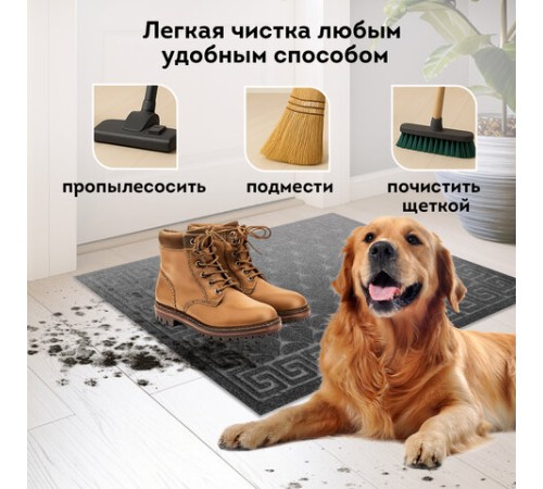 Коврик придверный 40х60 см, СЕРЫЙ, грязезащитный, 430 г/м2, фактурный рисунок ЧЕШУЙКИ, ЛЮБАША, 701058 Коврик придверный 40х60 см, СЕРЫЙ, грязезащитный, 430 г/м2, фактурный рисунок ЧЕШУЙКИ, ЛЮБАША, 701058