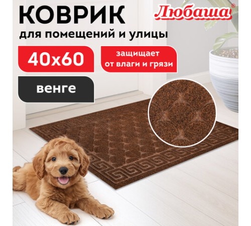 Коврик придверный 40х60 см, ВЕНГЕ, грязезащитный, 430 г/м2, фактурный рисунок ЧЕШУЙКИ, ЛЮБАША, 701059 Коврик придверный 40х60 см, ВЕНГЕ, грязезащитный, 430 г/м2, фактурный рисунок ЧЕШУЙКИ, ЛЮБАША, 701059