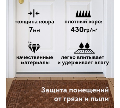 Коврик придверный 40х60 см, ВЕНГЕ, грязезащитный, 430 г/м2, фактурный рисунок ЧЕШУЙКИ, ЛЮБАША, 701059 Коврик придверный 40х60 см, ВЕНГЕ, грязезащитный, 430 г/м2, фактурный рисунок ЧЕШУЙКИ, ЛЮБАША, 701059