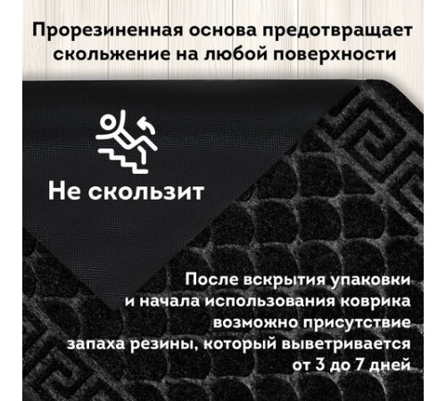 Коврик придверный 60х90 см, ЧЕРНЫЙ, грязезащитный, 430 г/м2, фактурный рисунок ЧЕШУЙКИ, ЛЮБАША, 701060 Коврик придверный 60х90 см, ЧЕРНЫЙ, грязезащитный, 430 г/м2, фактурный рисунок ЧЕШУЙКИ, ЛЮБАША, 701060