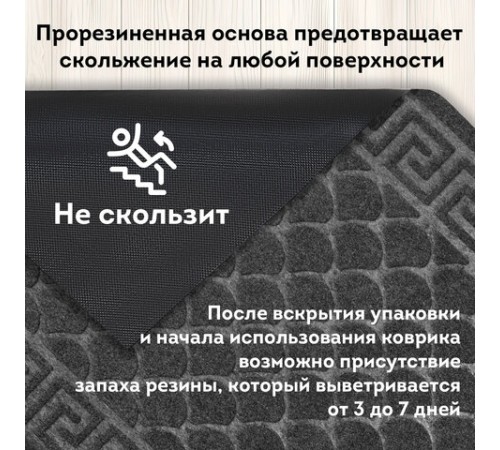 Коврик придверный 60х90 см, СЕРЫЙ, грязезащитный, 430 г/м2, фактурный рисунок ЧЕШУЙКИ, ЛЮБАША, 701061 Коврик придверный 60х90 см, СЕРЫЙ, грязезащитный, 430 г/м2, фактурный рисунок ЧЕШУЙКИ, ЛЮБАША, 701061