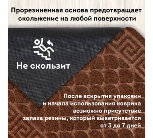 Коврик придверный 60х90 см, ВЕНГЕ, грязезащитный, 430 г/м2, фактурный рисунок ЧЕШУЙКИ, ЛЮБАША, 701062 Коврик придверный 60х90 см, ВЕНГЕ, грязезащитный, 430 г/м2, фактурный рисунок ЧЕШУЙКИ, ЛЮБАША, 701062