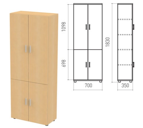 Шкаф закрытый "Канц", 700х350х1830 мм, цвет бук невский (КОМПЛЕКТ)