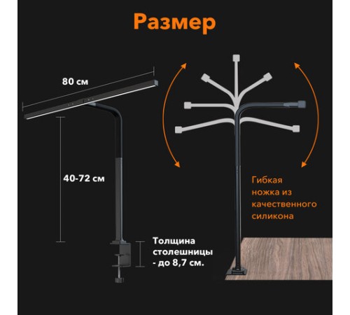 Бестеневая лампа / светильник на струбцине, LED, 16 Вт, черный, высота 75 см, DASWERK (ДАСВЕРК), 238331 Бестеневая лампа / светильник на струбцине, LED, 16 Вт, черный, высота 75 см, DASWERK (ДАСВЕРК), 238331
