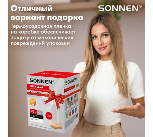 Настольная лампа-светильник SONNEN BR-372, на подставке, лампочка в ПОДАРОК!, E27, белый, 40 см, 238447 Настольная лампа-светильник SONNEN BR-372, на подставке, лампочка в ПОДАРОК!, E27, белый, 40 см, 238447