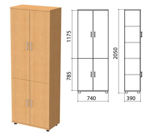 Шкаф закрытый "Монолит", 740х390х2050 мм, цвет бук бавария (КОМПЛЕКТ)