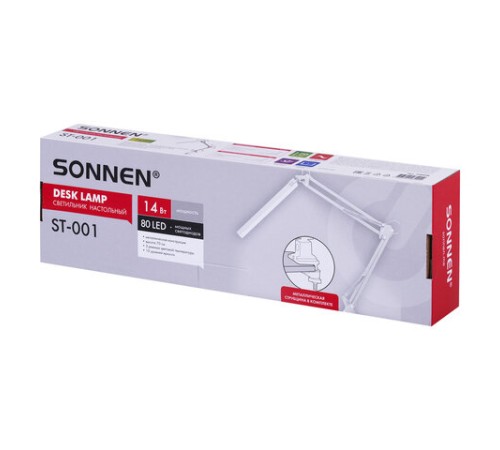 Настольная лампа-светильник SONNEN ST-001, струбцина, LED, 14 Вт, 3 режима цветовой температуры, металлический корпус, 70 см, 238498 Настольная лампа-светильник SONNEN ST-001, струбцина, LED, 14 Вт, 3 режима цветовой температуры, металлический корпус, 70 см, 238498