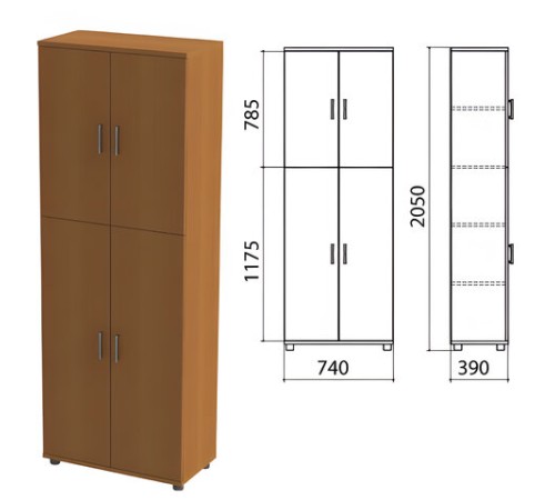 Шкаф закрытый "Монолит", 740х390х2050 мм, цвет орех гварнери (КОМПЛЕКТ)