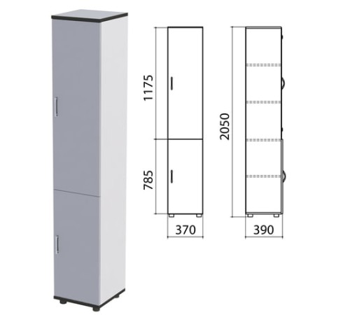 Шкаф закрытый "Монолит", 370х390х2050 мм, цвет серый (КОМПЛЕКТ)