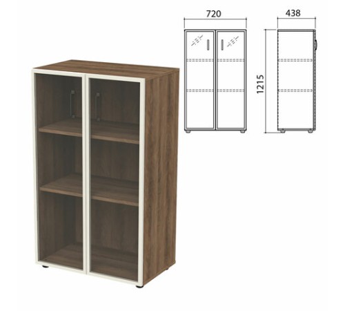 Шкаф закрытый со стеклом в алюминиевой рамке 