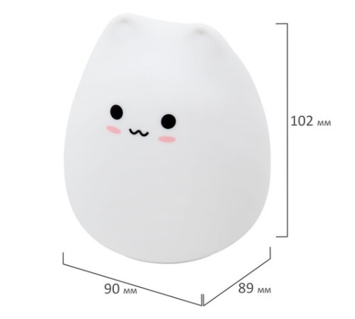 Ночник силиконовый LED "Котик" 90x89x102 мм, белый свет/RGB, таймер, USB, аккумулятор 400 мАч, DASWERK (ДАСВЕРК), 238935 Ночник силиконовый LED "Котик" 90x89x102 мм, белый свет/RGB, таймер, USB, аккумулятор 400 мАч, DASWERK (ДАСВЕРК), 238935