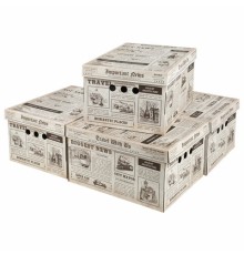 Короб для хранения из плотного микрогофрокартона 330х250х185 мм, КОМПЛЕКТ 4 шт., BRAUBERG HOME 