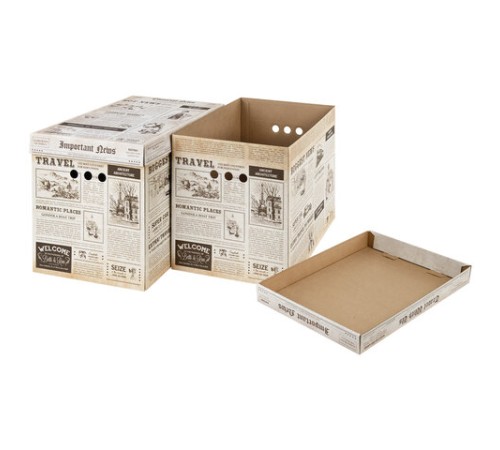 Короб для хранения из микрогофрокартона 380х280х315 мм, КОМПЛЕКТ 3 ШТ., BRAUBERG HOME "Газета", 271822 Короб для хранения из микрогофрокартона 380х280х315 мм, КОМПЛЕКТ 3 ШТ., BRAUBERG HOME "Газета", 271822