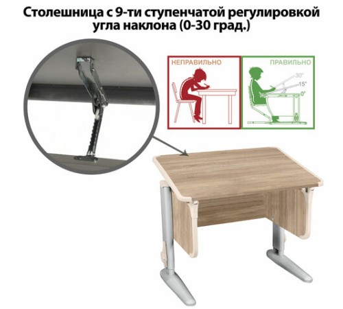 Стол-парта регулируемый "ДЭМИ" СУТ.41, 750х550х530-815 мм, серый каркас, пластик бежевый, дуб сонома (КОМПЛЕКТ) Стол-парта регулируемый "ДЭМИ" СУТ.41, 750х550х530-815 мм, серый каркас, пластик бежевый, дуб сонома (КОМПЛЕКТ)