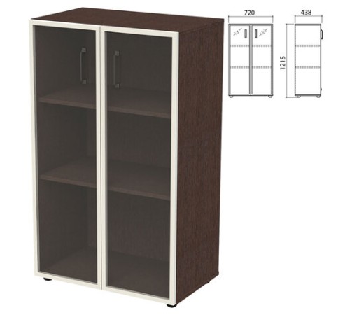 Шкаф закрытый со стеклом в алюминиевой рамке 