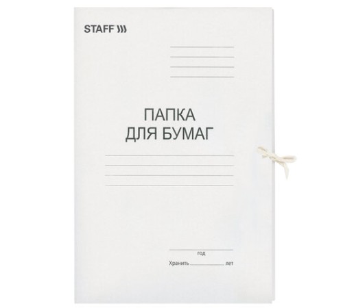 Папка для бумаг с завязками картонная STAFF, гарантированная плотность 310 г/м2, до 200 листов, 121120 Папка для бумаг с завязками картонная STAFF, гарантированная плотность 310 г/м2, до 200 листов, 121120