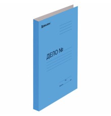Скоросшиватель картонный мелованный BRAUBERG, гарантированная плотность 360 г/м2, синий, до 200 листов, 121518