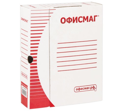 Короб архивный с клапаном А4 (260х325 мм), 75 мм, до 700 листов, плотный, микрогофрокартон, БЕЛЫЙ, ОФИСМАГ, 123017