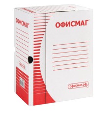 Короб архивный с клапаном А4 (260х325 мм), 150 мм, до 1400 листов, плотный, микрогофрокартон, БЕЛЫЙ, ОФИСМАГ, 123018