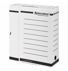 Короб архивный с клапаном А4 (260х325 мм), 100 мм, до 900 листов, плотный, микрогофрокартон, БЕЛЫЙ, BRAUBERG, 124848