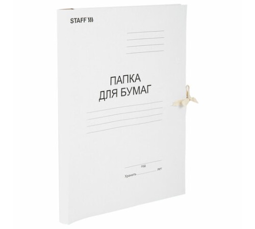 Папка для бумаг с завязками картонная STAFF, гарантированная плотность 220 г/м2, до 200 л., 126525