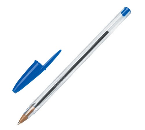 Ручка шариковая BIC "Cristal", СИНЯЯ, корпус прозрачный, узел 1 мм, линия письма 0,32 мм, 847898/528921